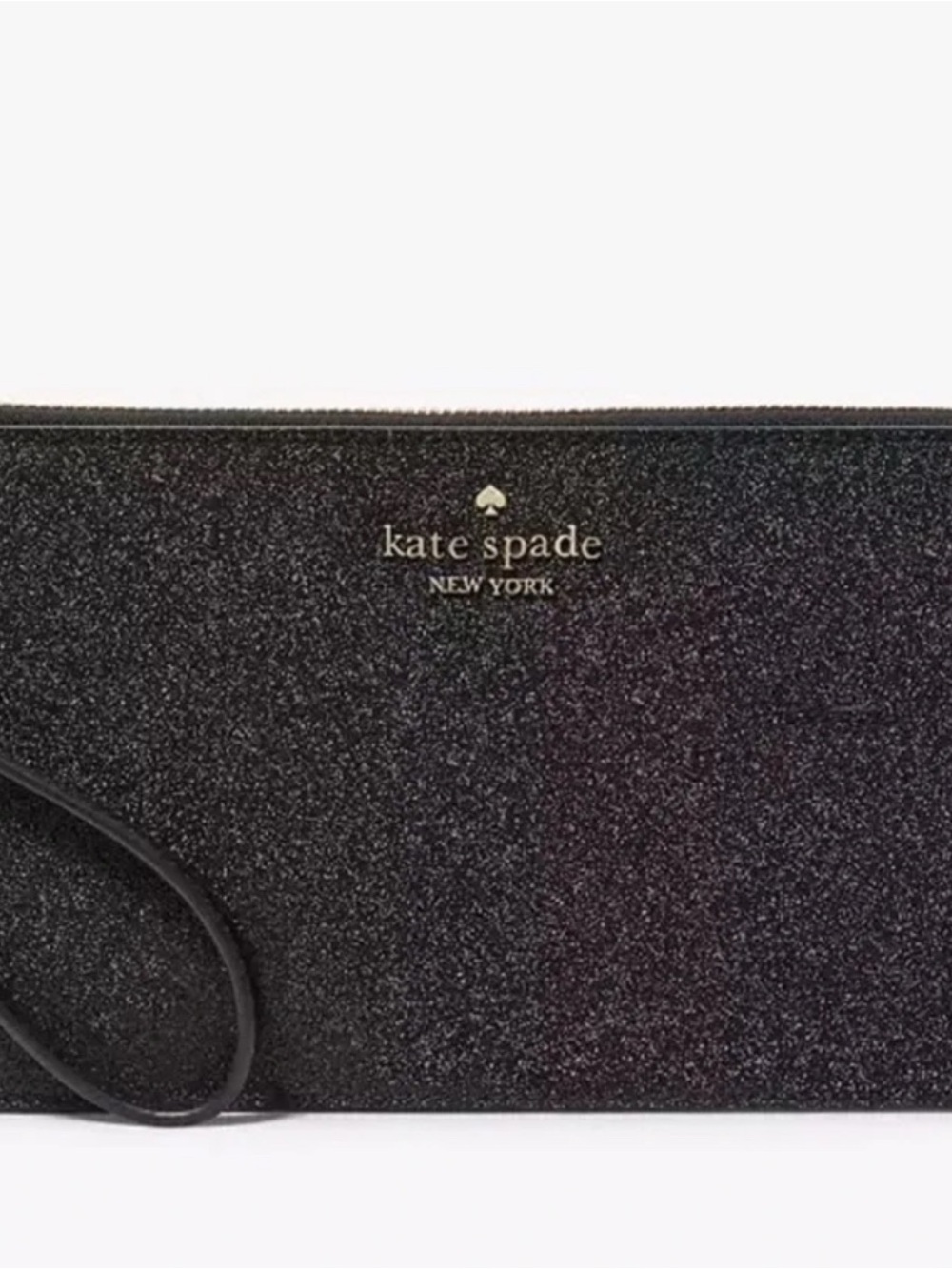 kate Spade Lucy Black Glitter Zip Wristlet Clutch - Picture 7 of 11